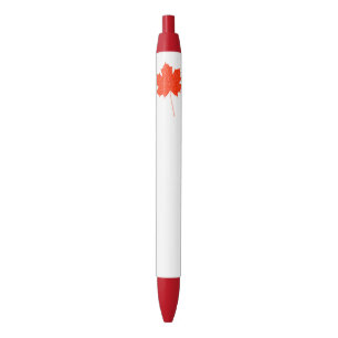 Red maple leaf black ink pen