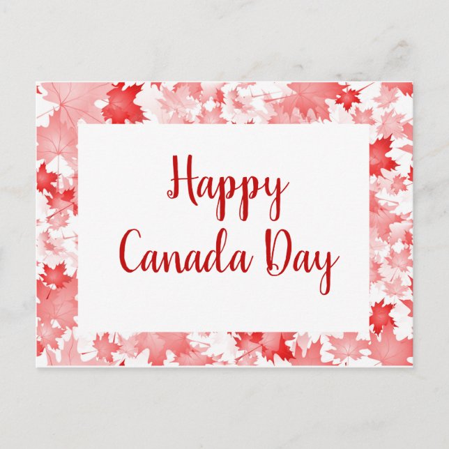 Red Maple Leaf Canada Happy Canada Day Postcard (Front)