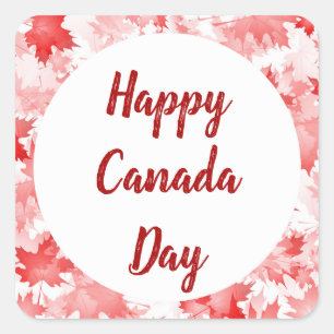 Red Maple Leaf Canada Symbol Emblem Flag Logo Square Sticker