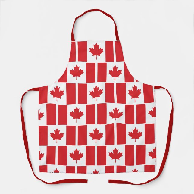 Red Maple Leaf Canadian Flag Pattern Apron (Front)