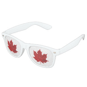 Red Maple Leaf Design Retro Sunglasses