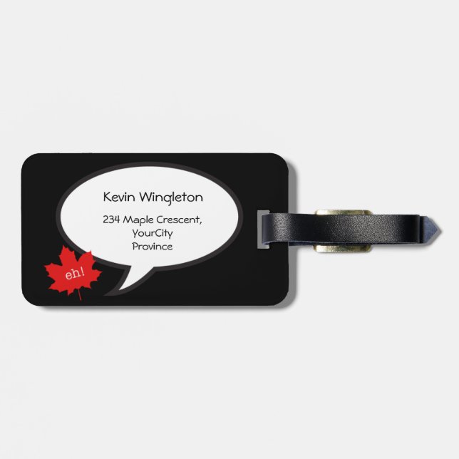Red Maple Leaf Eh!-Canada Luggage Tag (Back Horizontal)