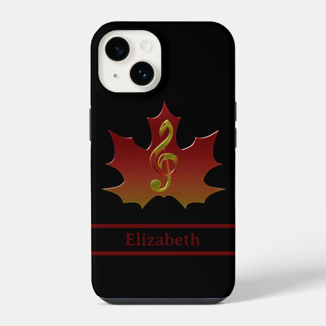 Red Maple Leaf in Fall Colour Harmony Name iPhone Case (Back)