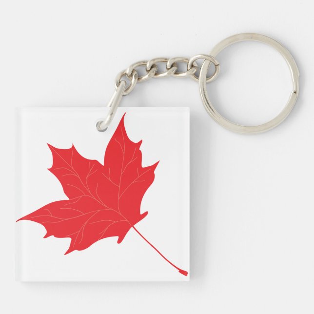 Red maple leaf key ring (Back)