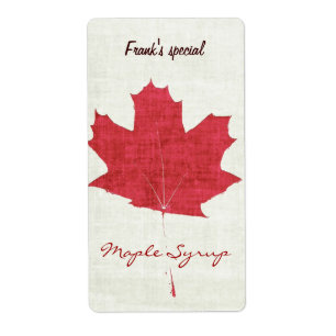 red maple leaf maple syrup label