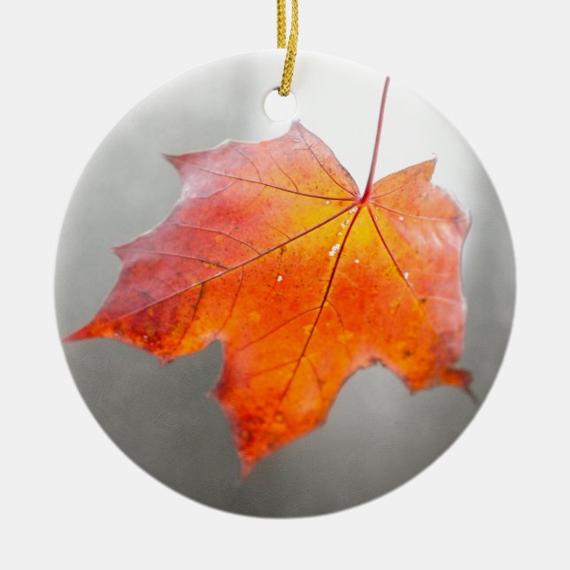 Red Maple Leaf - Mystique Autumn Ceramic Tree Decoration (Front)