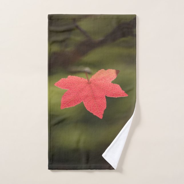 Red Maple Leaf Nature Photo Hand Towel (Hand Towel)