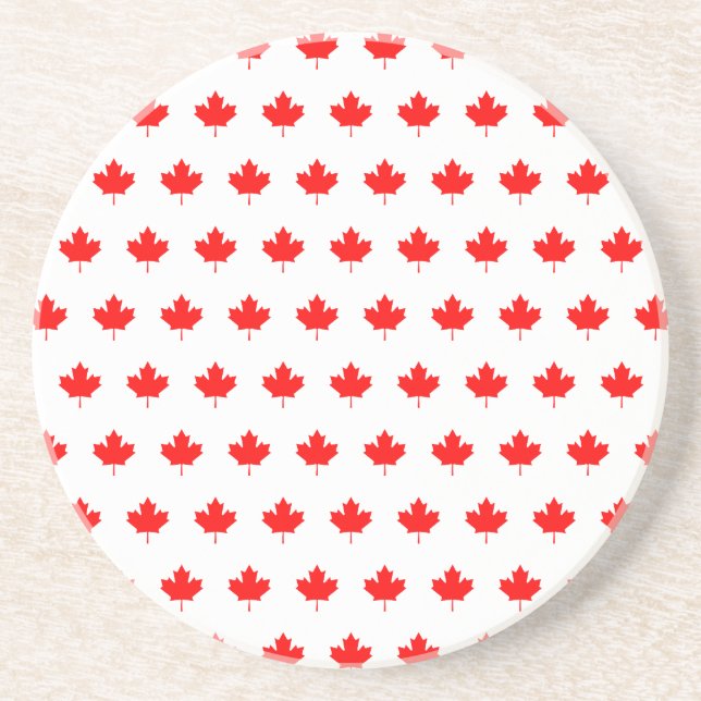 Red Maple Leaf Pattern Coaster (Front)