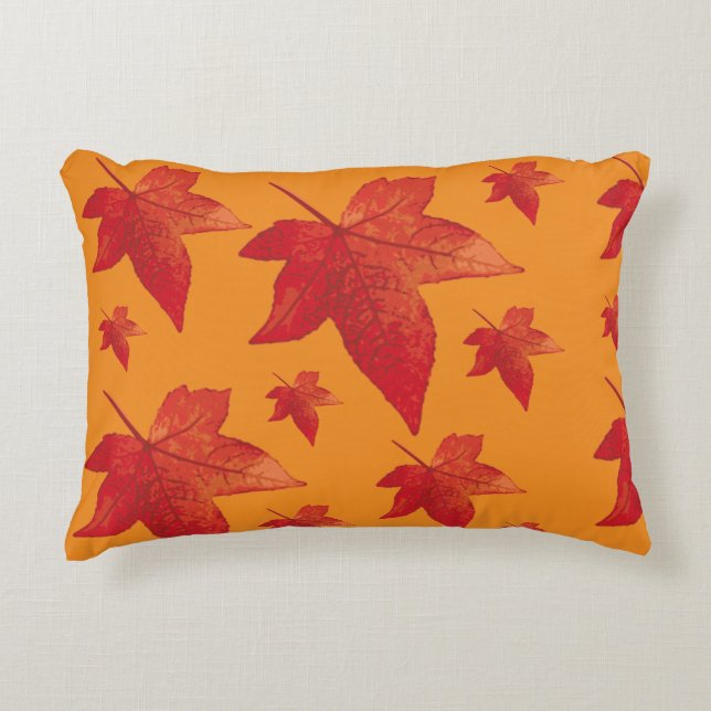 Red Maple Leaf Print Decorative Cushion (Front)