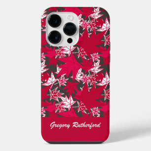 Red Maple Leaves on Charcoal Phone Case