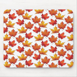 Red Maple Leaves Pattern. Fall Pattern Mouse Pad
