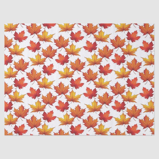 Red Maple Leaves Pattern. Fall Pattern Tissue Paper (Front)