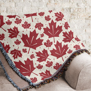 Red Maple Leaves Pattern Throw Blanket