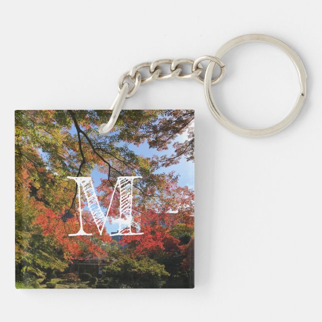Red Maples at Japanese Garden Key Ring (Back)