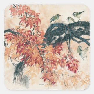 Red Maples Square Sticker