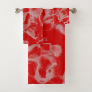 red Marble abstract Bath Towel Set
