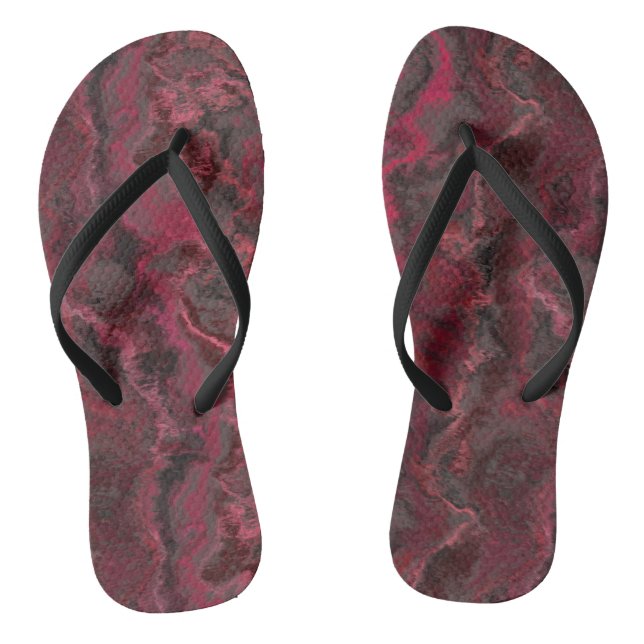 Red Marble Abstract Jandals (Footbed)