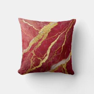 Red Marble Pattern with Gold Cushion