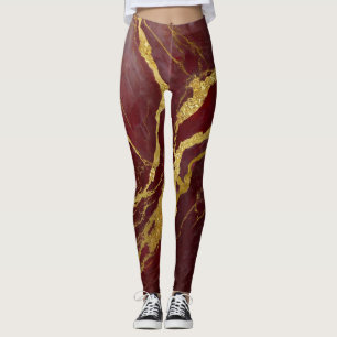 Red Marble Pattern with Gold Leggings