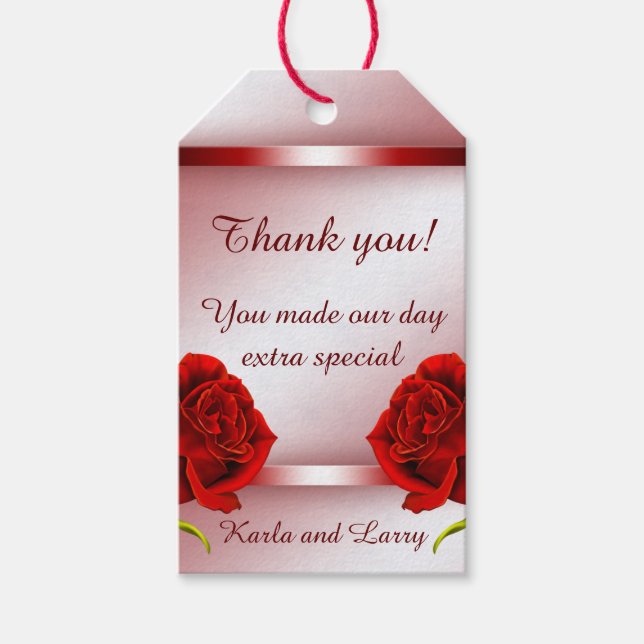 Red Marble Rose Gift Tags (Front)