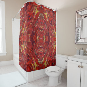 Red Marble  Shower Curtain