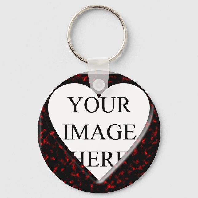 Red Marble Square Frame with Heart Key Ring (Front)