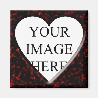 Red Marble Square Frame with Heart Magnet