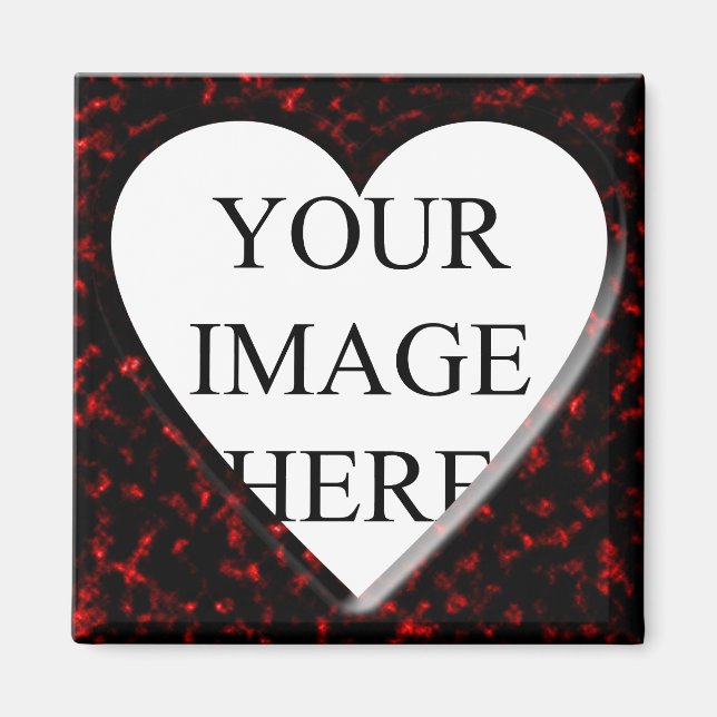 Red Marble Square Frame with Heart Magnet (Front)