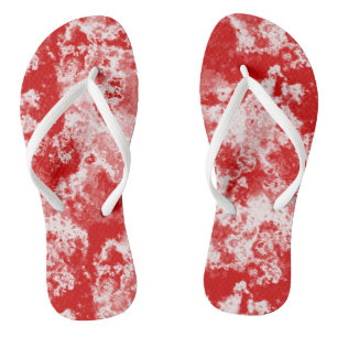 red Marble Swirl Abstract Jandals