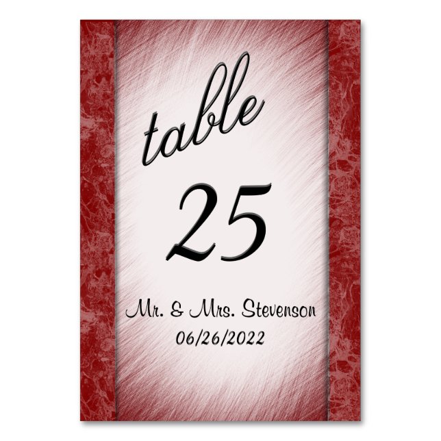 Red Marble Table Number (Front)