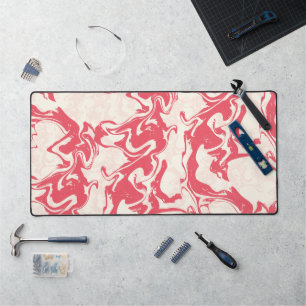 Red Marble Tie-Dye Desk Mat