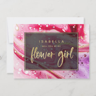 Red Marble Will You Be My Flower Girl Card