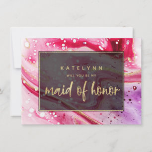 Red Marble Will You Be My Maid of Honour Card