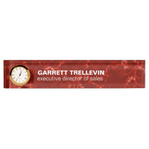 Red Marble with White Veins Nameplate