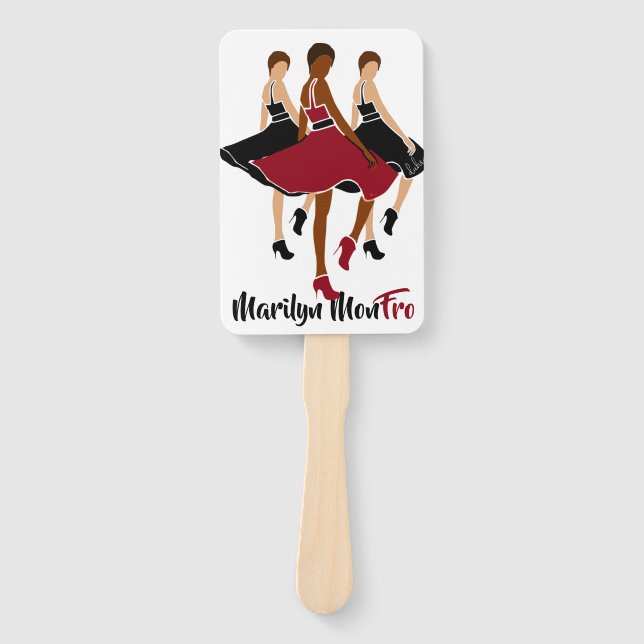red Marilyn MonFRO AFRoCA Afro Africa Black Woman Hand Fan (Front)