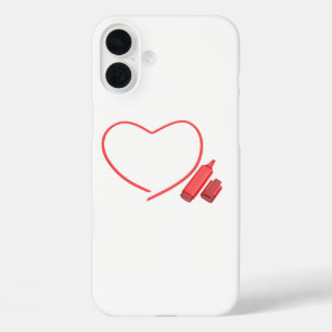 Red marker and red heart iPhone 16 plus case