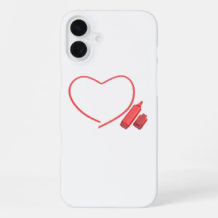 Red marker and red heart iPhone 16 plus case