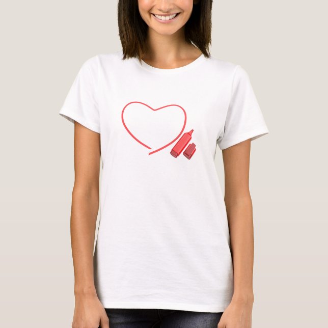 Red marker and red heart T-Shirt (Front)