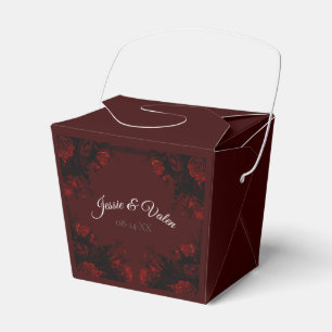 Red Maroon Floral Elegant Wedding Favour Box