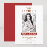 Red Maroon Gold White Graduation Party 