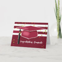 Red Maroon Graduation With Cap Black White Stripes
