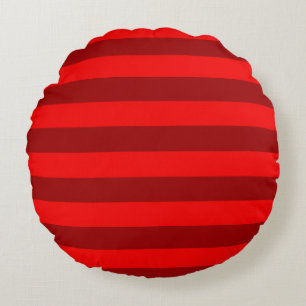 Red Maroon Stripes Design Round Cushion