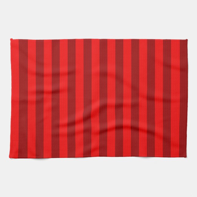 Red Maroon Stripes Design Tea Towel (Horizontal)