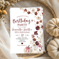 Red Marsala Pumpkin Fall Wildflower Birthday