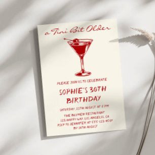 Red Martini A Tini Bit Older 30th Birthday Party Invitation