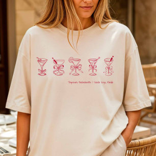 Red Martini Bachelorette Beach Cover-Up or Sleep T-Shirt