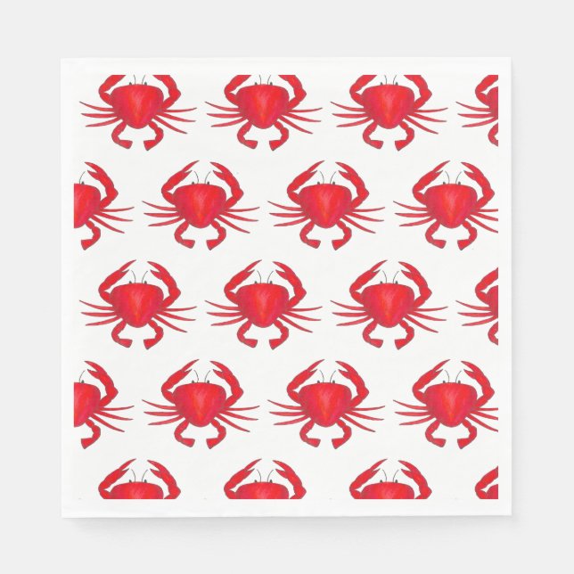 Red Maryland Hard Shell Crab Beach Ocean Seafood Napkin (Front)