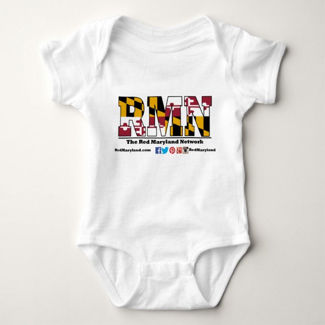 Red Maryland logo baby apparel Baby Bodysuit (Front)