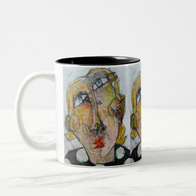 Red Mascara Two-Tone Coffee Mug (Left)