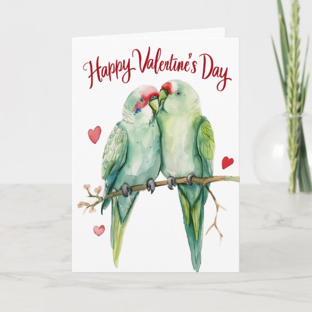 Red-masked Parakeets in Love Card (Front)